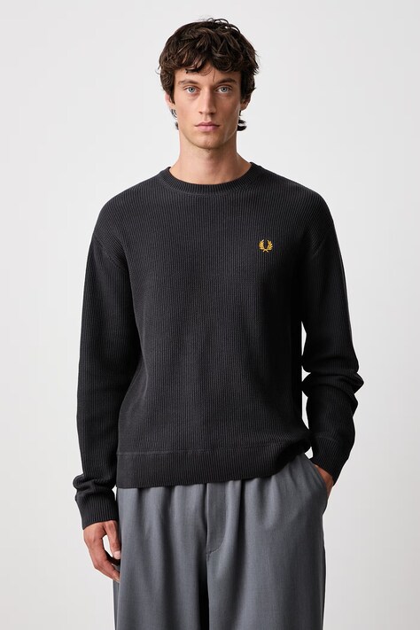 Fred Perry Sweter męski bawełniany szary K2318