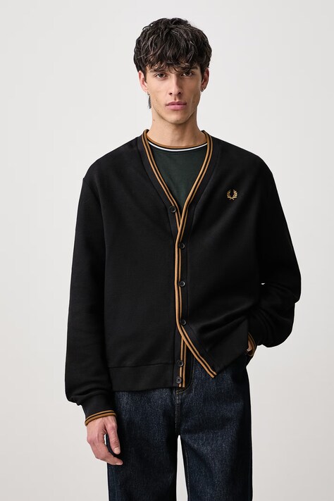 Fred Perry Kardigan bawełniany męski czarny M3449