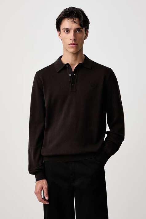 Fred Perry Sweter męski z wełną brązowy K4535