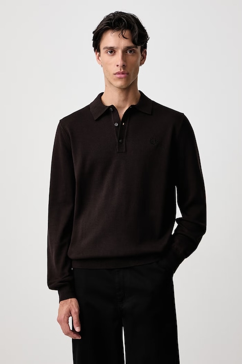 Fred Perry Sweter męski z wełną brązowy K4535