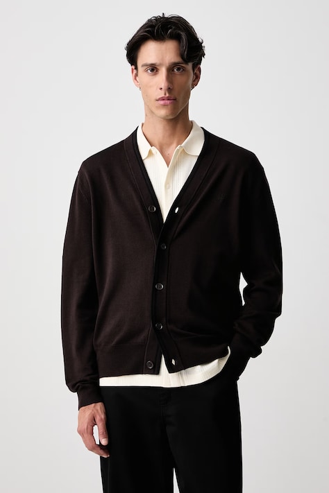 Fred Perry Kardigan męski z wełną brązowy K3300