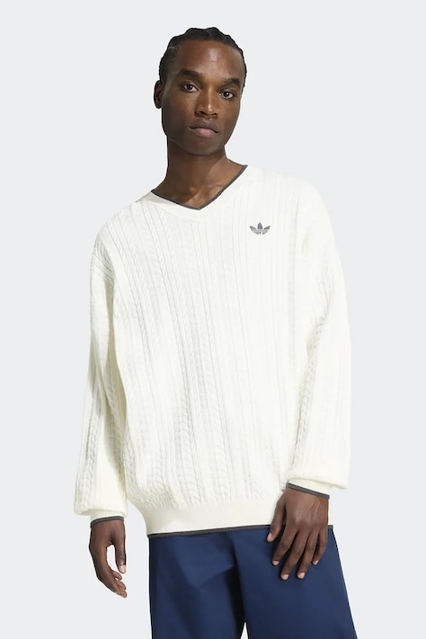 adidas Originals Sveter pánsky s bavlnou Cable Knit béžový KR9768
