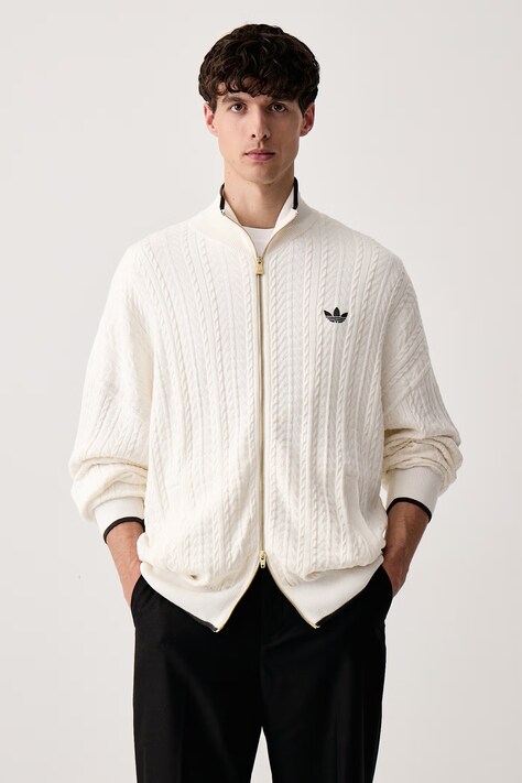 adidas Originals Светр на застібці чоловічий Firebird Cable Knit білий KR9762