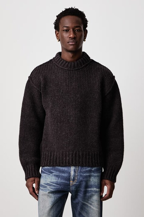 Our Legacy Sweter męski z wełną merino brązowy M4263MB