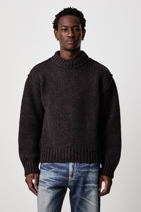 Our Legacy Sweter męski z wełną merino brązowy M4263MB