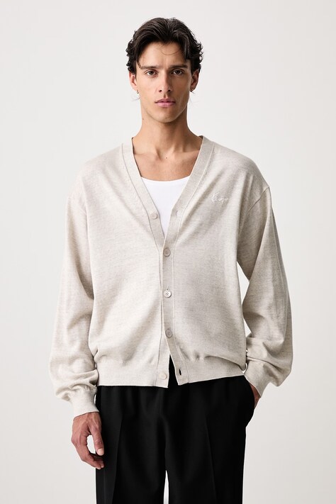Kenzo Cardigan in lana da uomo grigio FG65CA8123LB