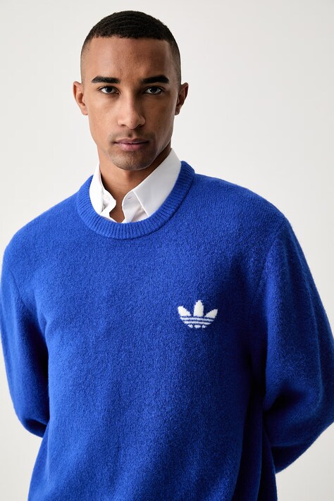 adidas Originals πουλόβερ ανδρικό με μαλλί Trefoil Essentials μπλε KS4890