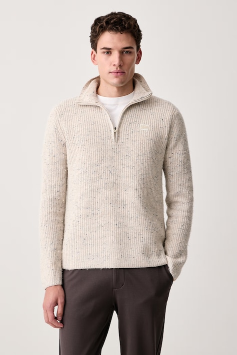 G-Star Polpuli moški z dodatkom volne Double collar half zip bež D27961-D754