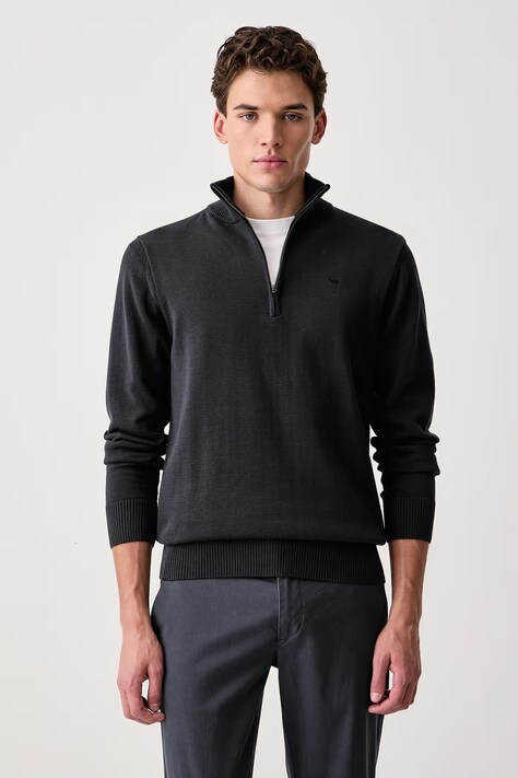 G-Star Półgolf męski z bawełną Core refined half zip granatowy D30783-E813