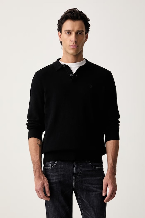 Marc O'Polo sweter męski z dodatkiem wełny czarny 5000012479