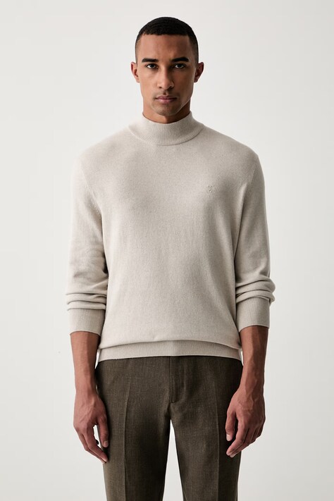 Marc O'Polo sweter męski z dodatkiem wełny beżowy 5000011995