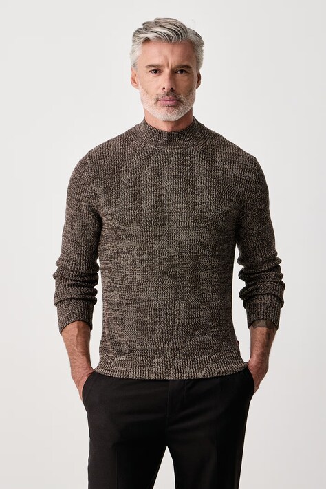 Joop! Sweter męski z dodatkiem wełny brązowy 30104686