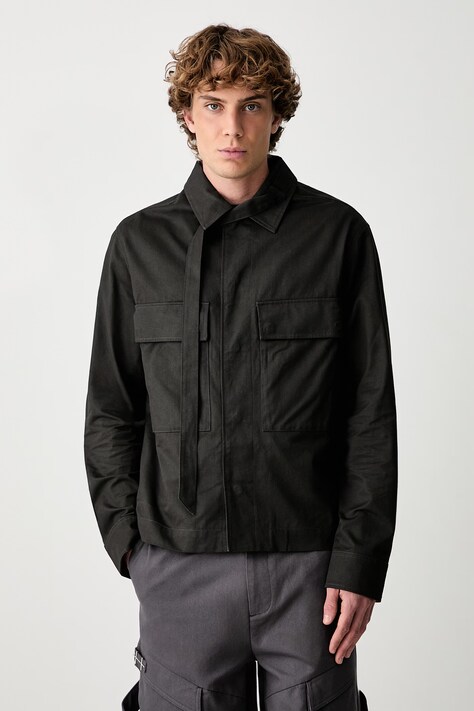 HELIOT EMIL shirt cotton Men's black plain AW26PRE_M_07_092