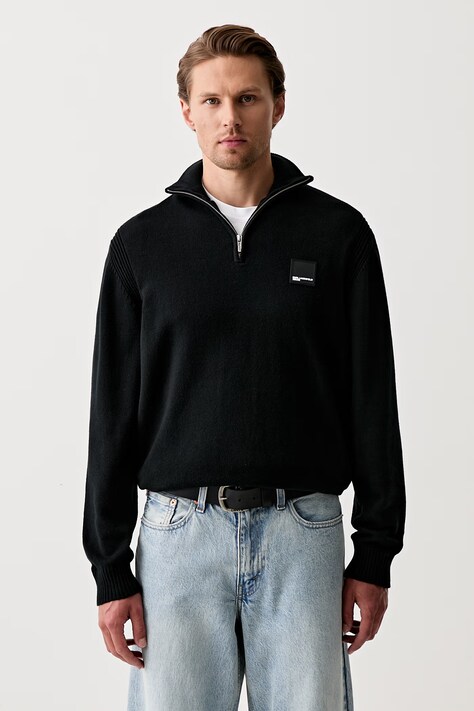Karl Lagerfeld Jeans półgolf męski z bawełną czarny B3M18005