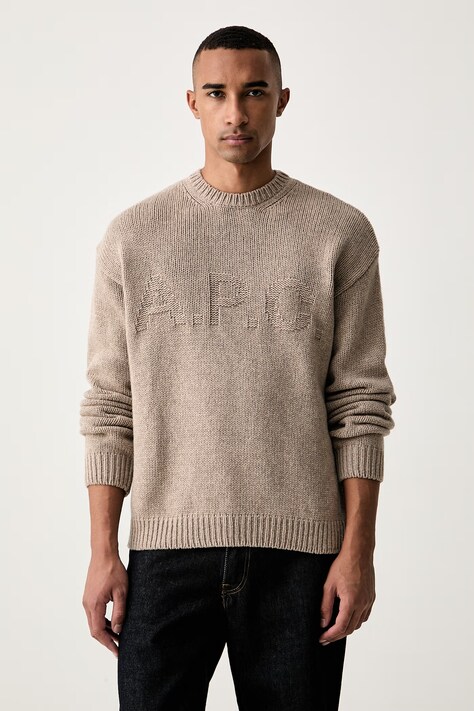 A.P.C. sweter męski wełniany pull george beżowy WOATJ.H23506