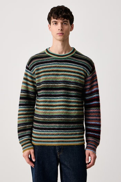 PS Paul Smith Sweter męski z dodatkiem wełny zielony M2R-A074-W22832