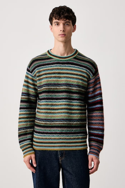PS Paul Smith Sweter męski z dodatkiem wełny zielony M2R-A074-W22832
