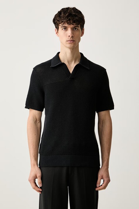 Michael Kors polo męskie z bawełną czarne CT660L5H8N