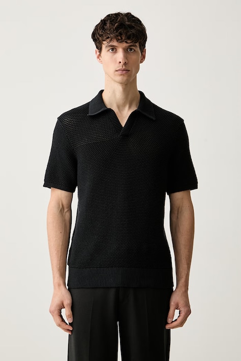 Michael Kors polo męskie z bawełną czarne CT660L5H8N