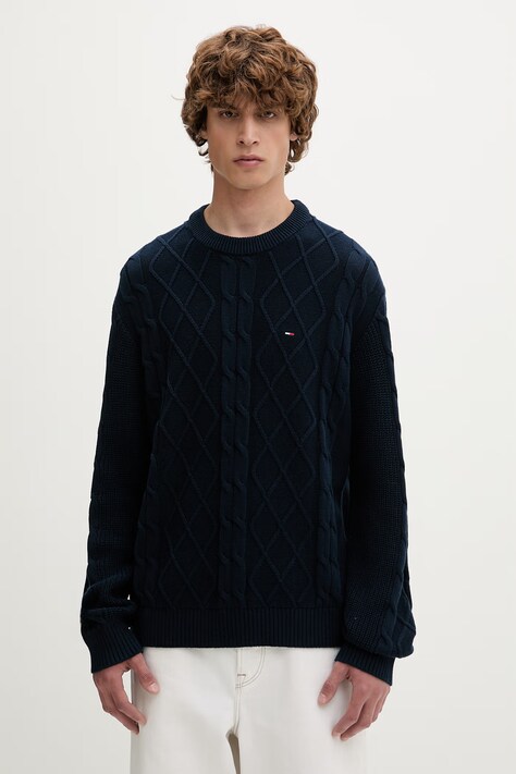 Tommy Jeans sweter męski bawełniany granatowy DM0DM23405