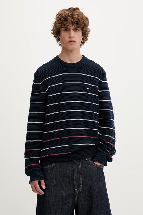Tommy Jeans sweter męski bawełniany granatowy DM0DM23384