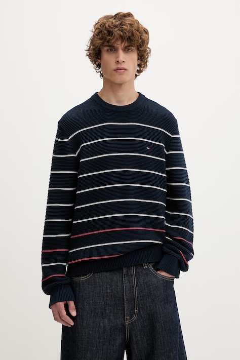 Tommy Jeans sweter męski bawełniany granatowy DM0DM23384