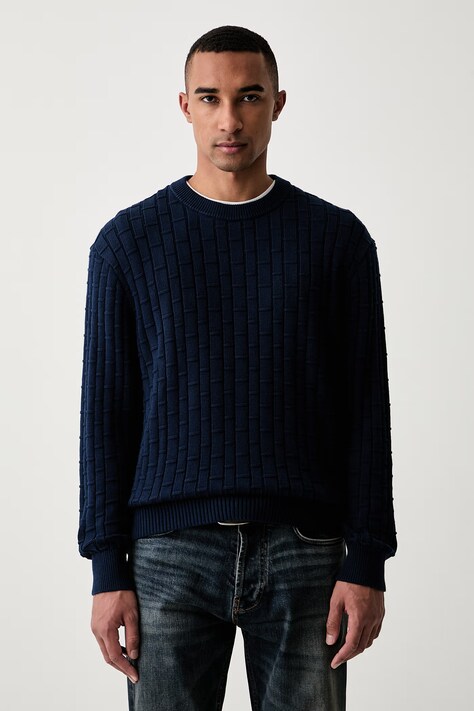 Tommy Hilfiger pulover moški bombažen mornarsko moder MW0MW43261