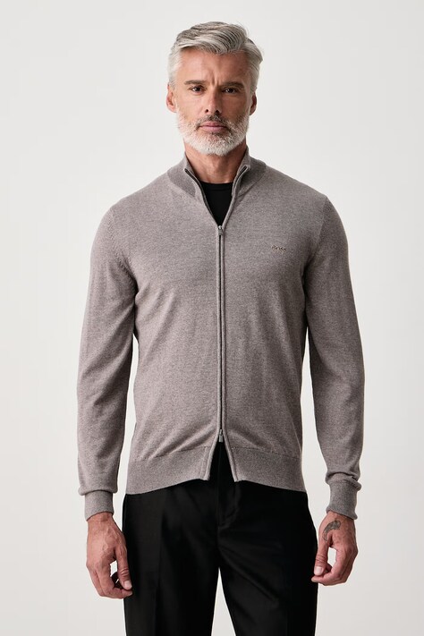 BOSS Sweter rozpinany męski wełniany H-Balonso-L brązowy 50571915