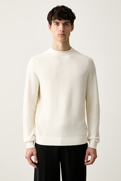 BOSS sweter męski z bawełną C-Lacerbo beżowy 50565523