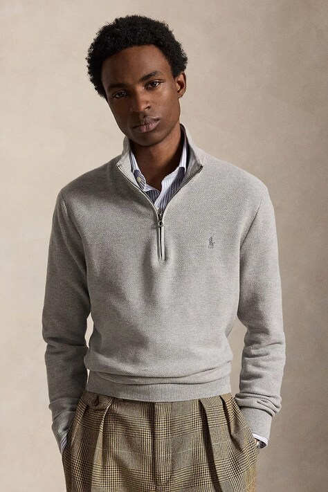 Polo Ralph Lauren Svetr bavlněný pánský šedý 710B18060