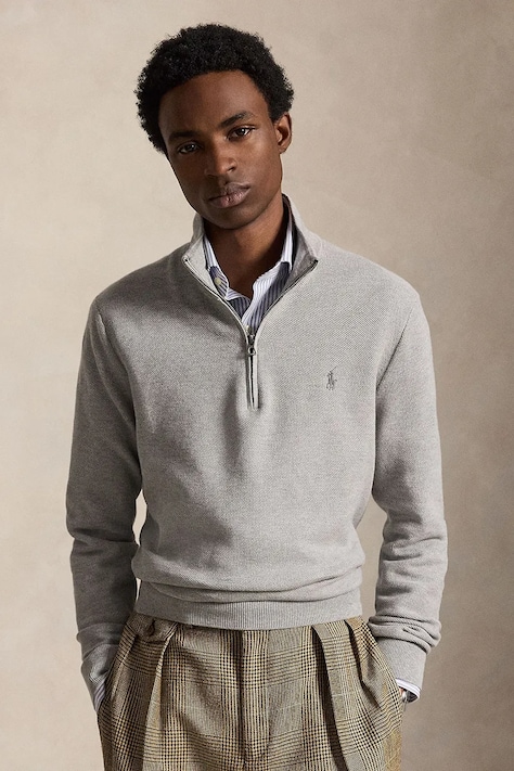Polo Ralph Lauren Svetr bavlněný pánský šedý 710B18060