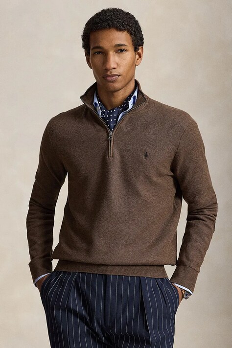Polo Ralph Lauren sweter męski bawełniany brązowy 710B18060