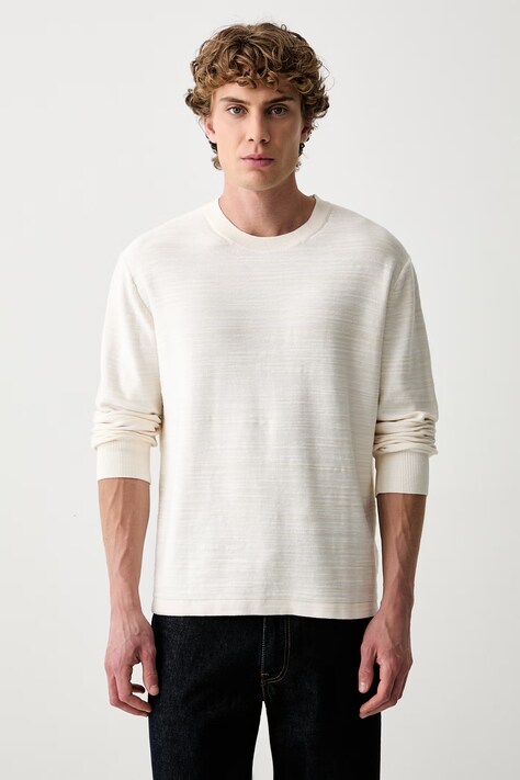 Calvin Klein пуловер мъжки от памук бежов LV04LG314G