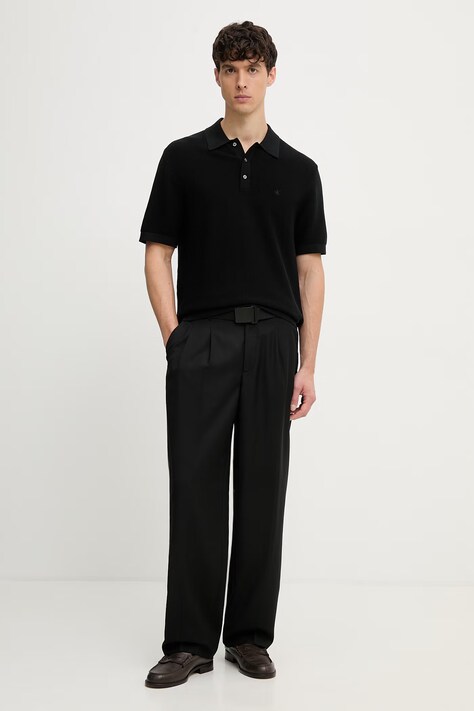 Calvin Klein polo swetrowe męskie bawełniane czarne LV04LG313G