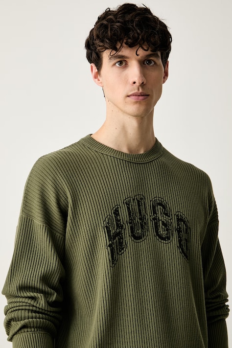 HUGO Blue светр чоловічий бавовняний Showdy — AW26-SWMZZB, зелений — фото 4
