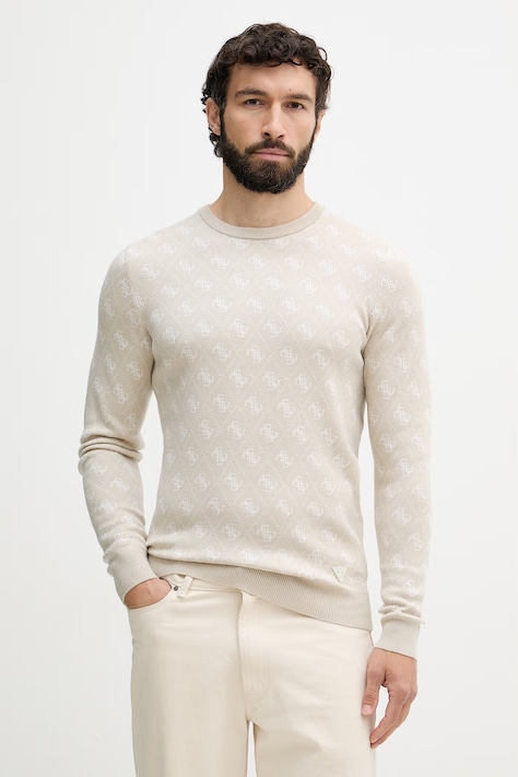 Guess sweter męski z dodatkiem wełny MARTIN beżowy M6YR11 Z0916
