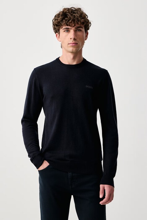 Guess Sweter męski z dodatkiem jedwabiu MARCOS granatowy M6YR07 Z0912