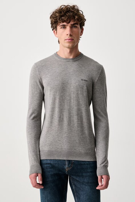 Guess Sweter męski z dodatkiem jedwabiu MARCOS szary M6YR07 Z0912