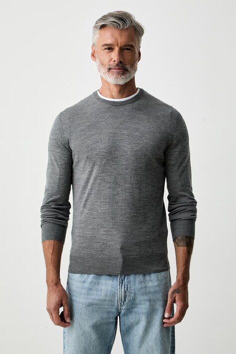 Hackett London sweter męski z wełny merino szary HM7000204