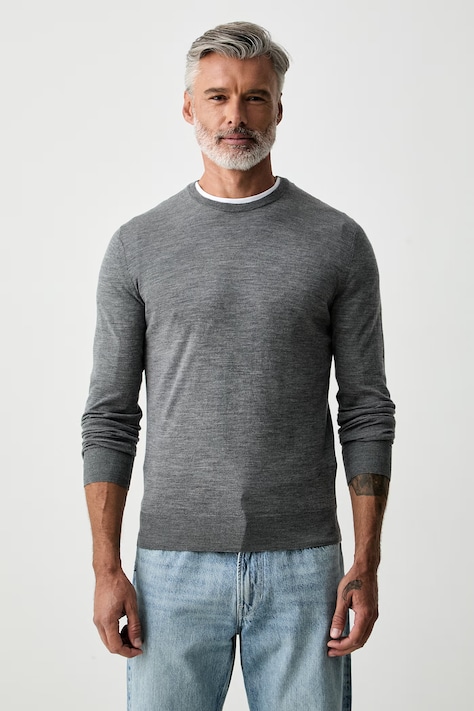Hackett London sweter męski z wełny merino szary HM7000204