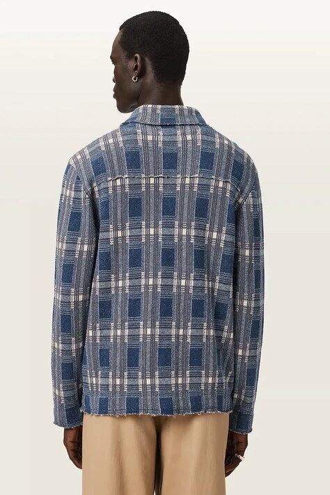 AllSaints kardigan męski z lnem SOLMAR niebieski M047KE