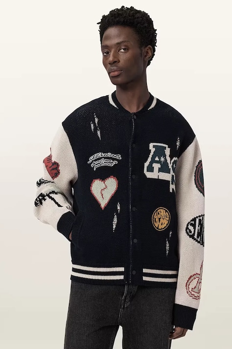 AllSaints kardigan męski bawełniany CHASE czarny M044KE