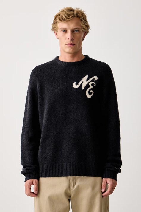 New Era Sweter z dodatkiem wełny granatowy 60897502