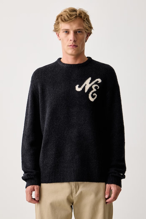 New Era Sweter z dodatkiem wełny granatowy 60897502