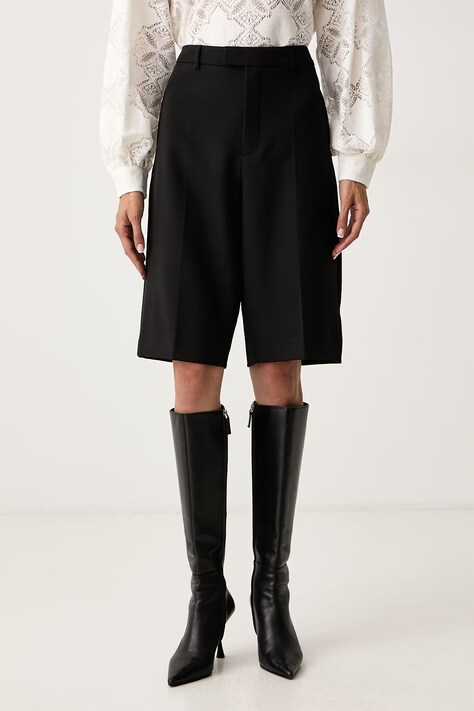 Mos Mosh Bermudy damskie czarne high waist 181240