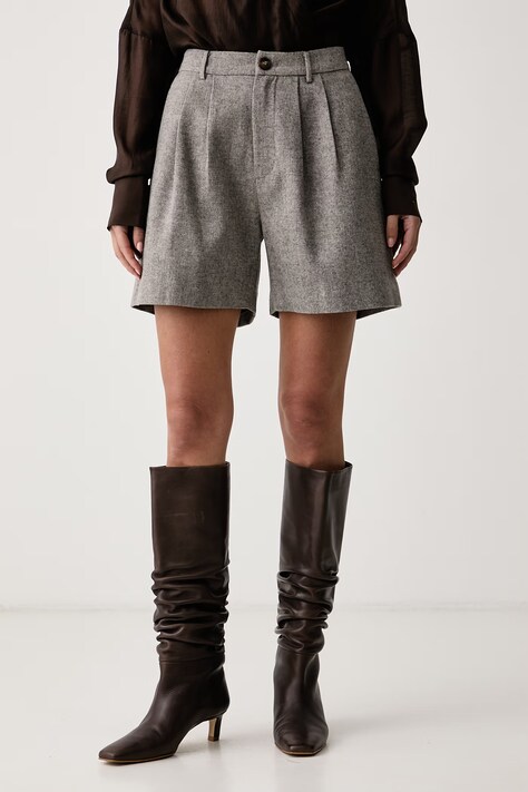 Eleh Szorty damskie z dodatkiem wełny szare high waist EFW260089