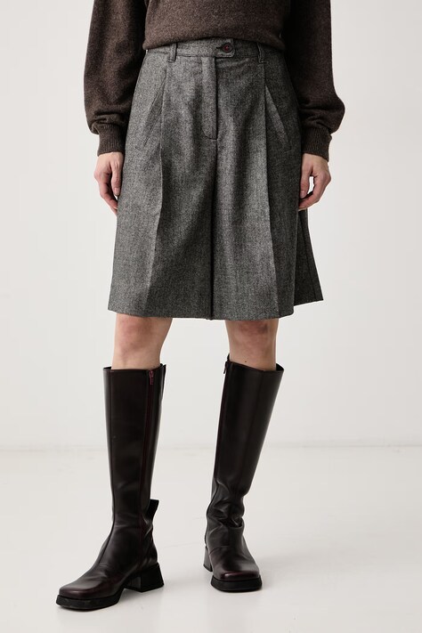 Max&Co. Szorty damskie z dodatkiem wełny TACCO szare high waist 2626146024200