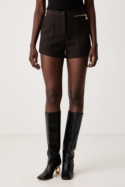 Patrizia Pepe Szorty damskie z bawełną brązowe high waist 2P0078 C0277
