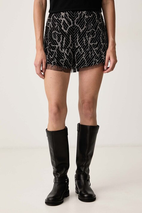 AllSaints Szorty damskie MINTY EMB czarne high waist W002TF