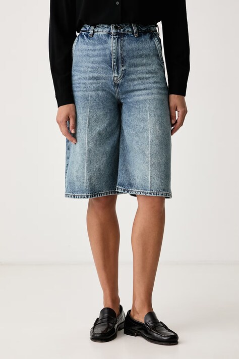Sisley Szorty damskie jeansowe niebieskie high waist 44O9L901U